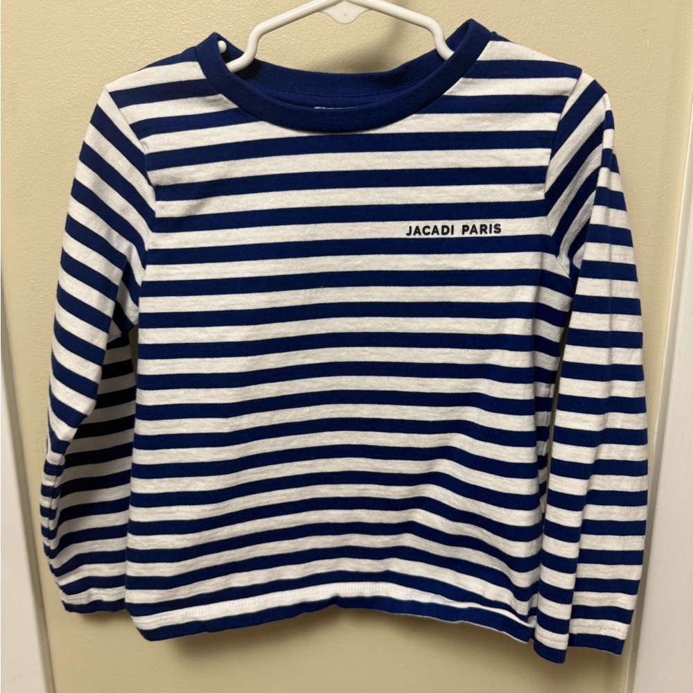 Jacadi Navy and White Striped Long Sleeve Tee - Size 6- NWOT